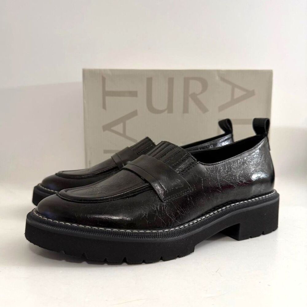 Naturalizer Women's Shawna Slip-on Black Leather Loafers, NEW! Size 12 Wide